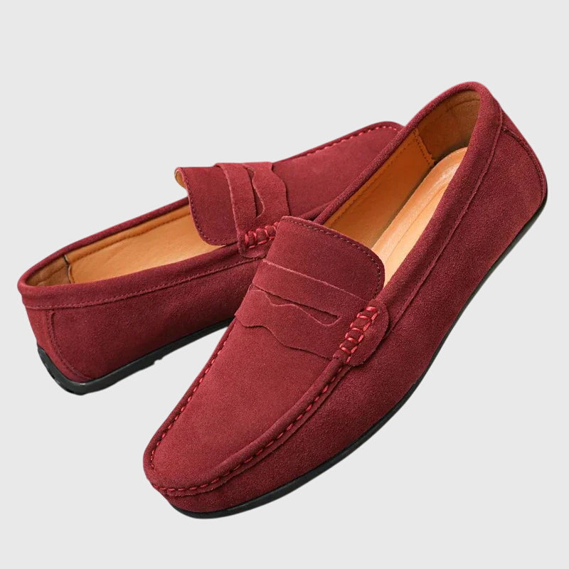 Roswitha - Pantoufles en daim rouge bordeaux