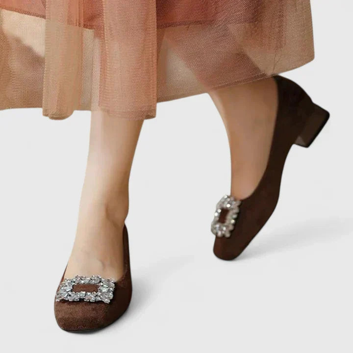 Juliane - Ballerines en velours avec boucle décorative