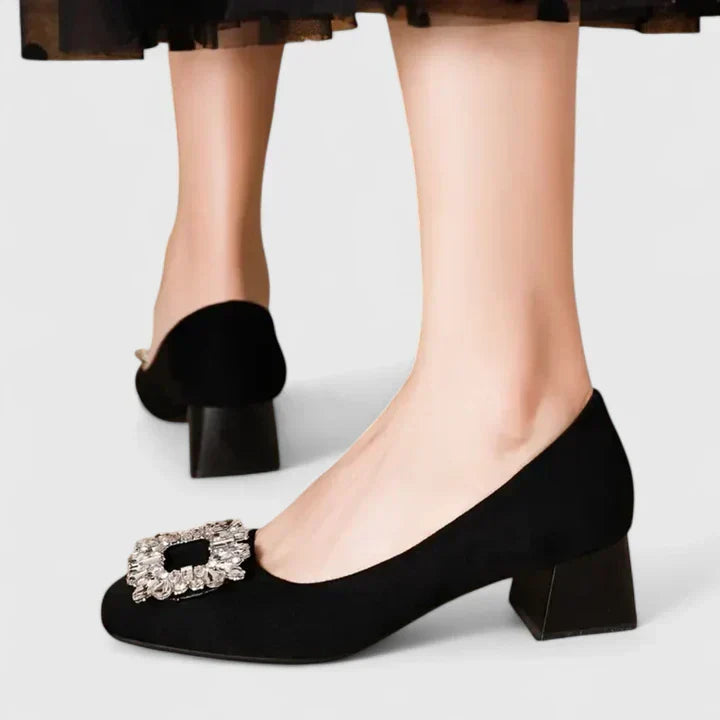 Juliane - Ballerines en velours avec boucle décorative