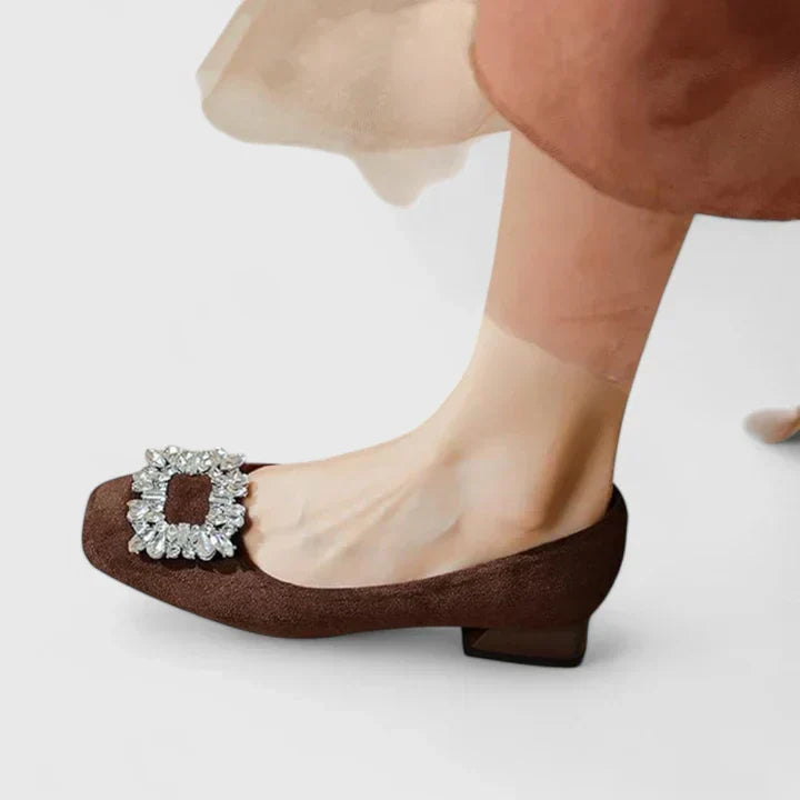 Juliane - Ballerines en velours avec boucle décorative