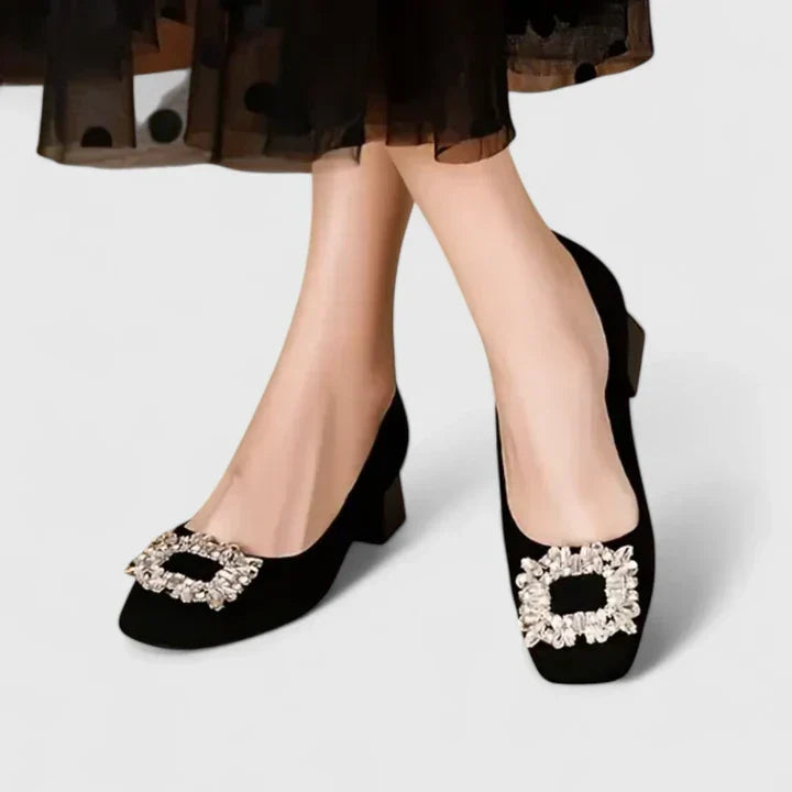 Juliane - Ballerines en velours avec boucle décorative