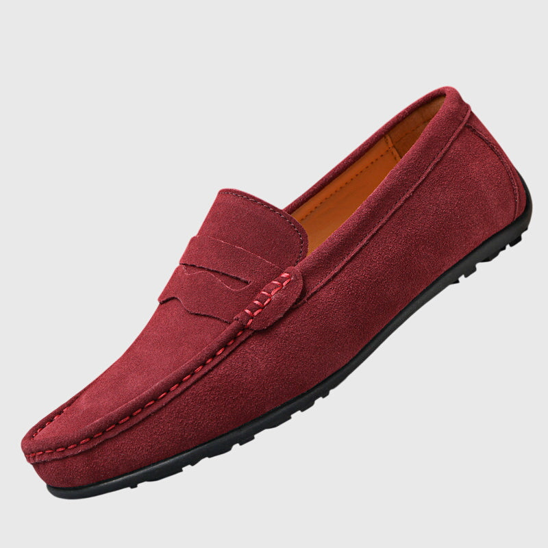 Roswitha - Pantoufles en daim rouge bordeaux