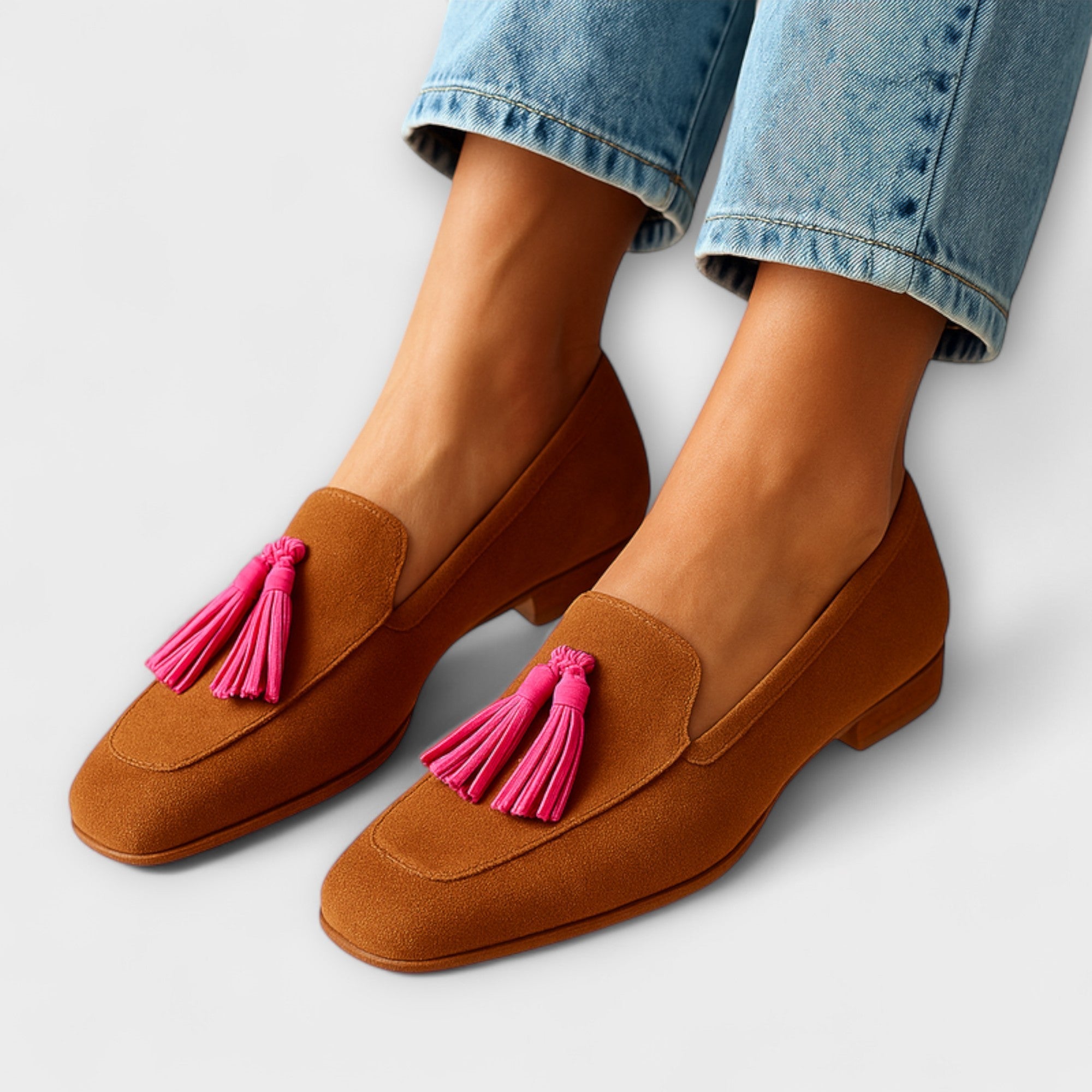 Reinhilde - Mocassins marron à pompons