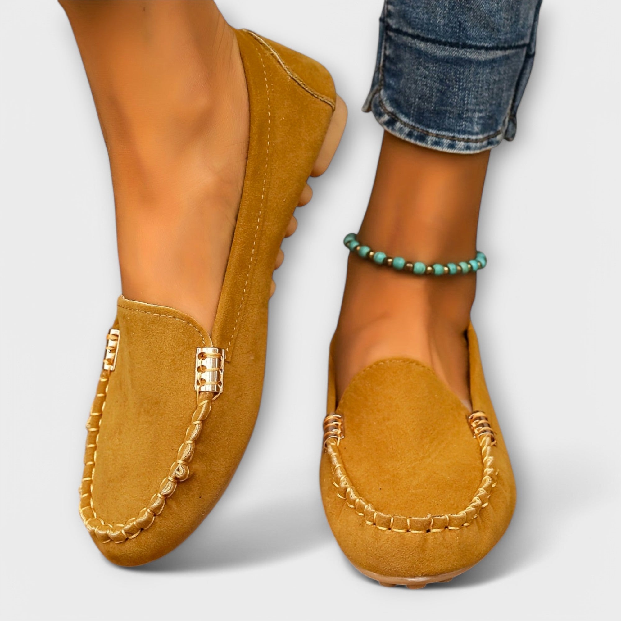 Bertlinde - Mocassins en daim turquoise