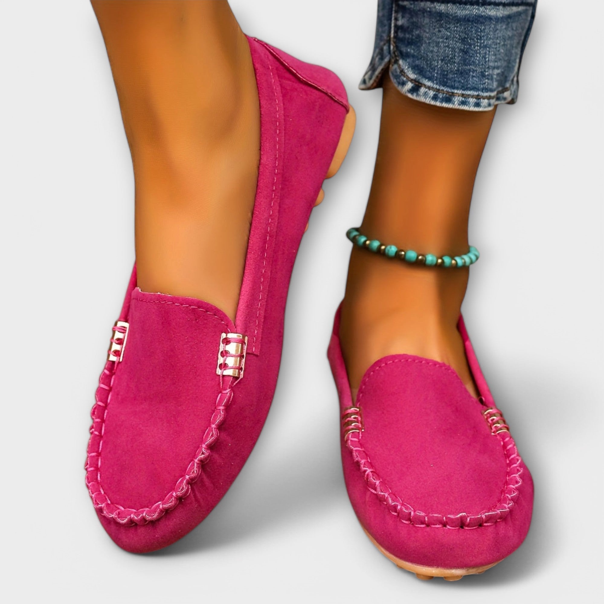 Bertlinde - Mocassins en daim turquoise