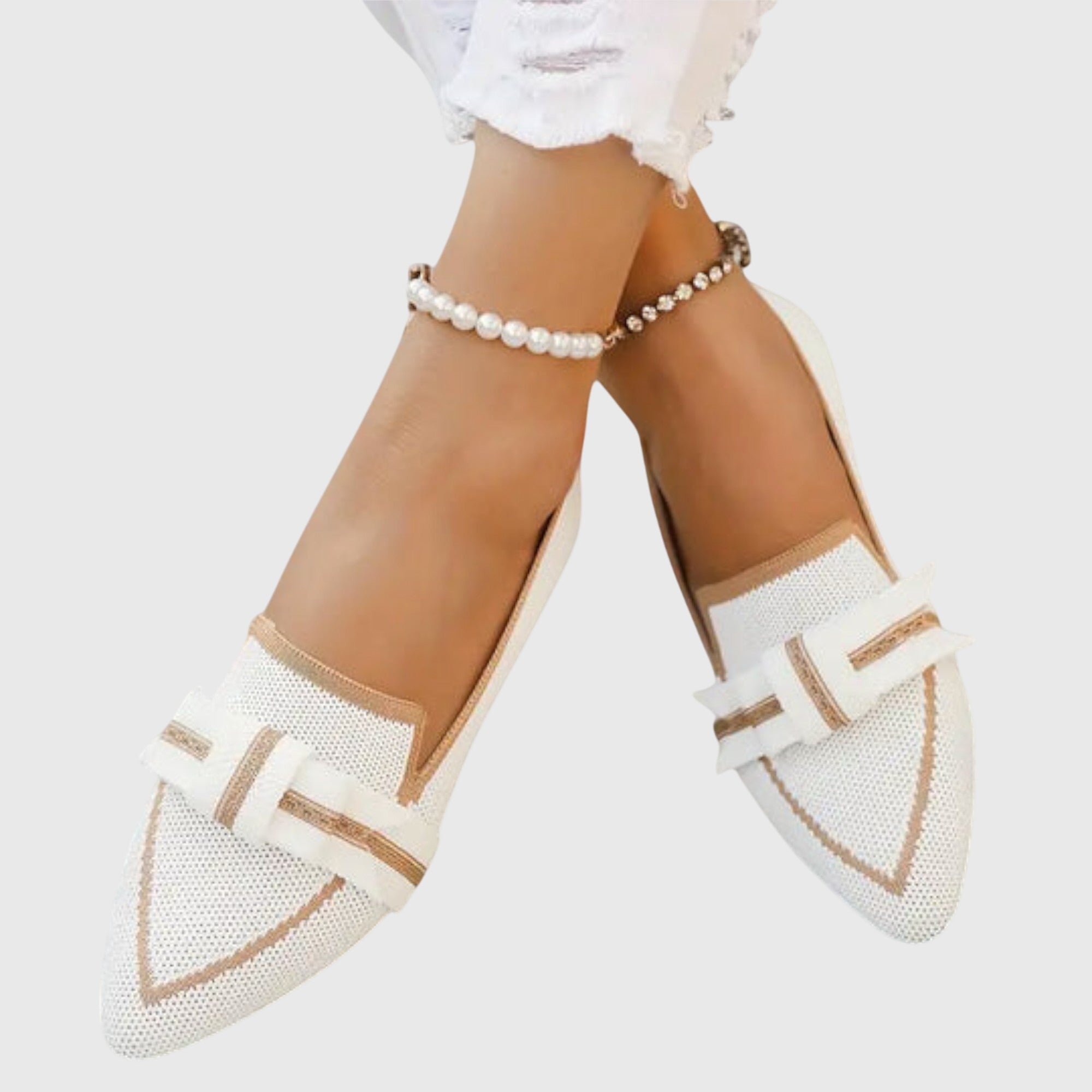 Brunhilde - Mocassins en dentelle ornés de strass