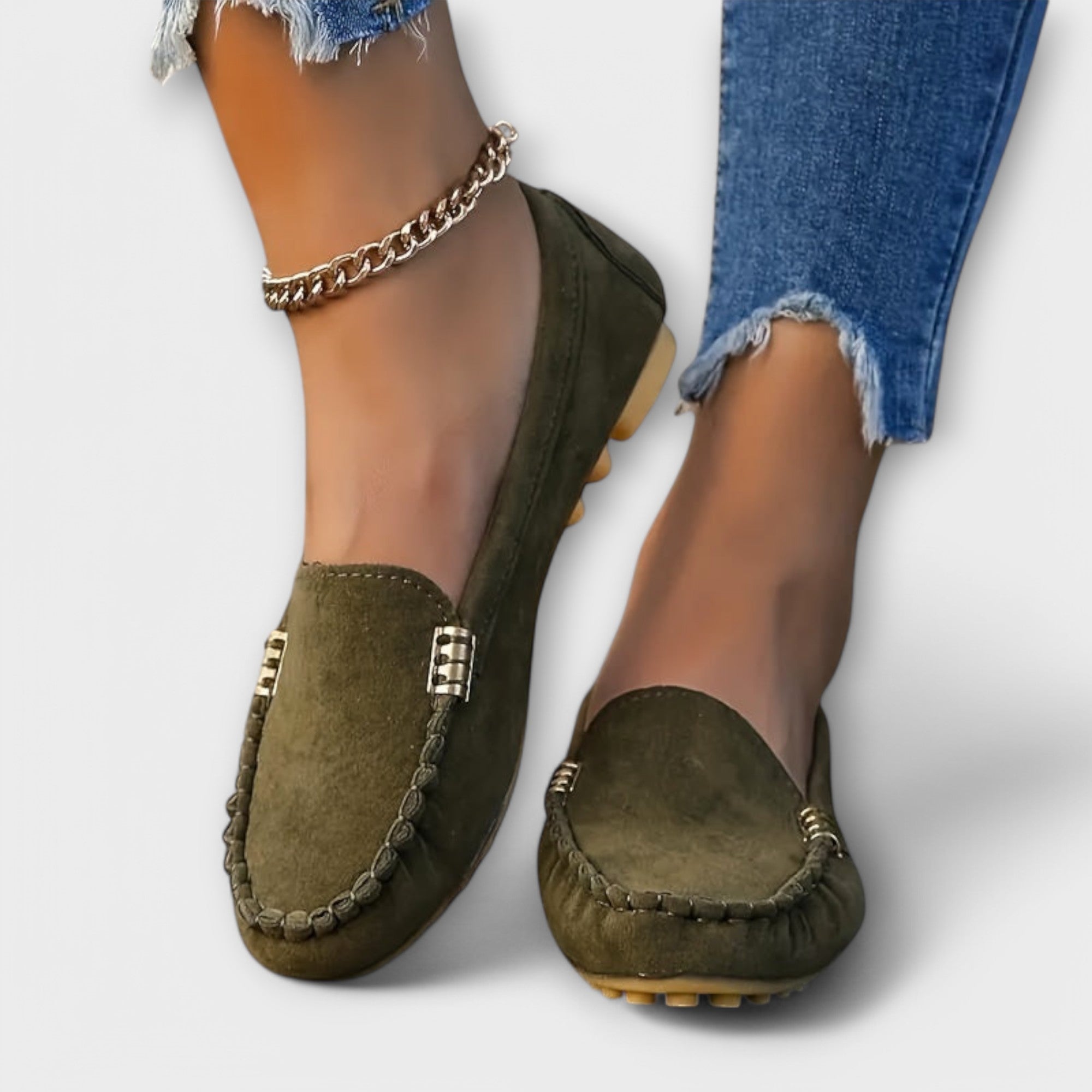 Bertlinde - Mocassins en daim turquoise