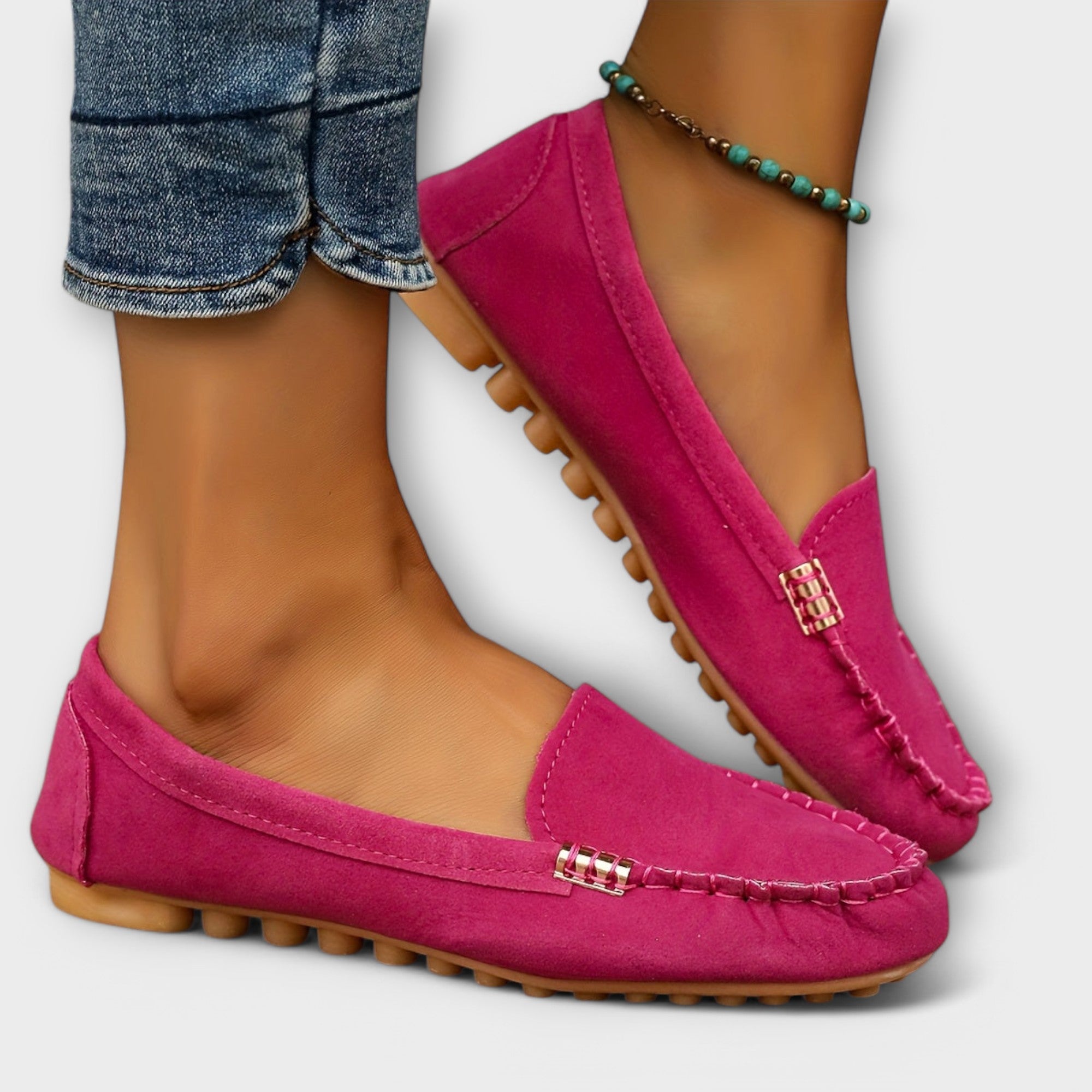 Bertlinde - Mocassins en daim turquoise