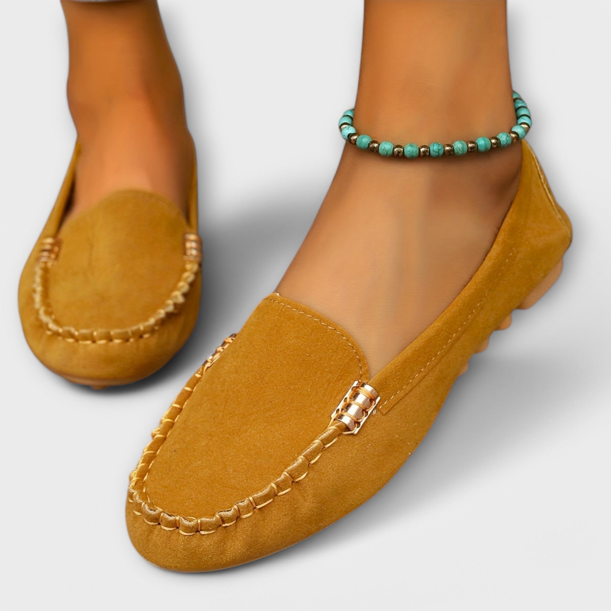 Bertlinde - Mocassins en daim turquoise