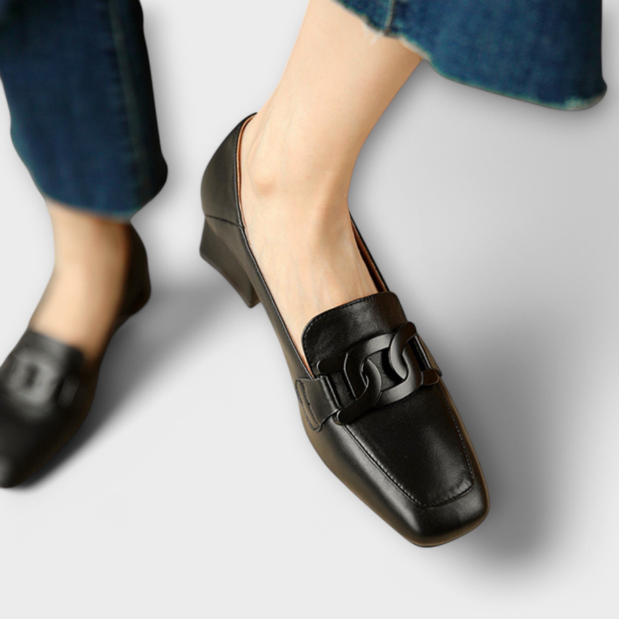 Mechtraud - Mocassin crème avec fermoir