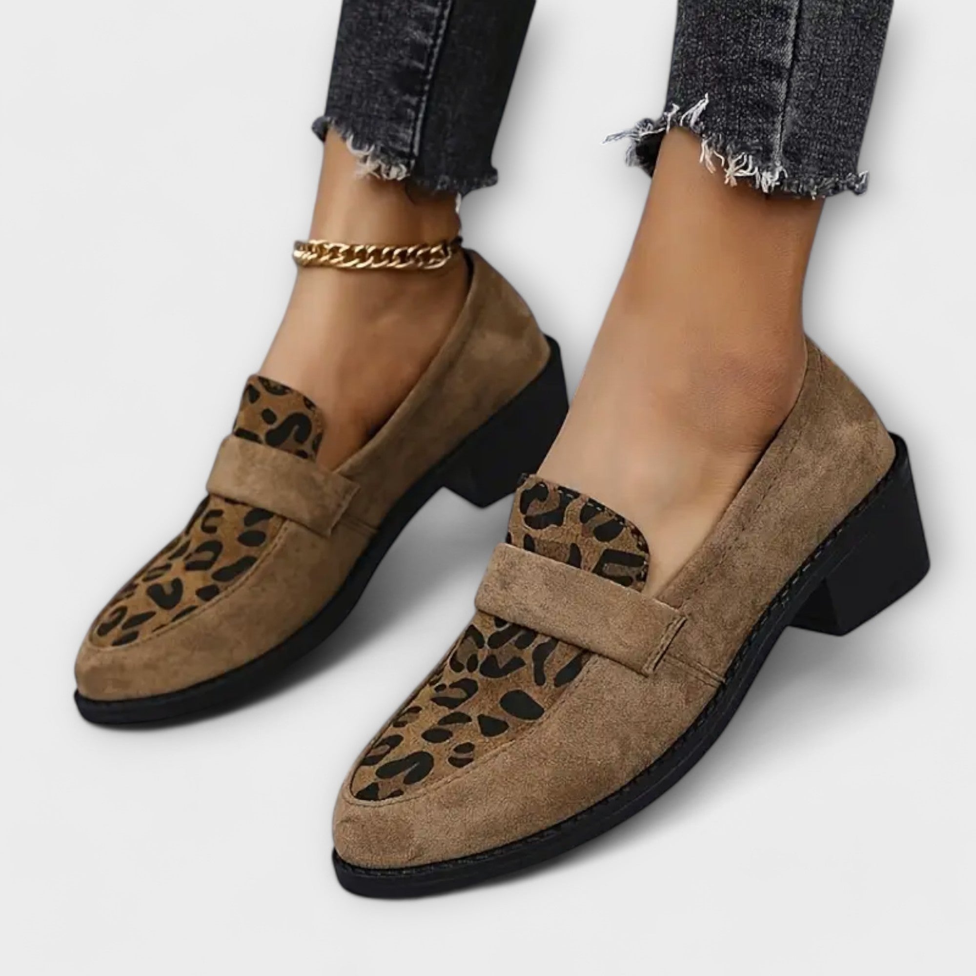 Kriemhilde - mocassins en daim avec doublure imprimé léopard