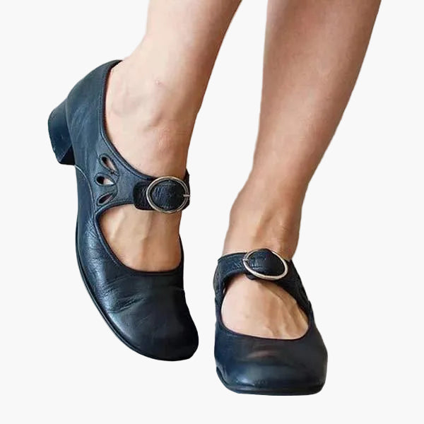 Anna - Style vintage - Chaussures élégantes pour tous les jours, avec boucle et talon bloc