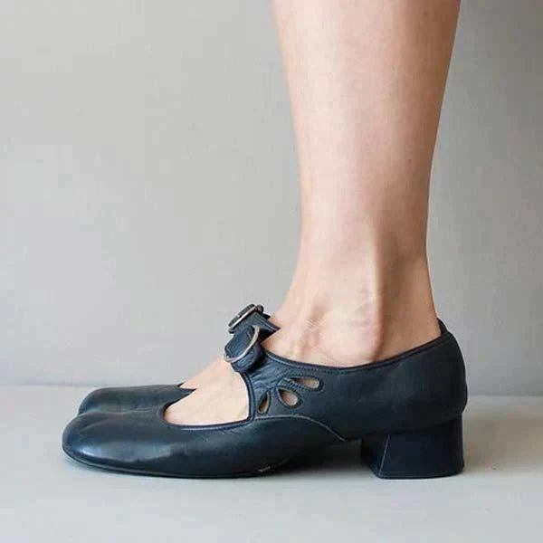 Anna - Style vintage - Chaussures élégantes pour tous les jours, avec boucle et talon bloc