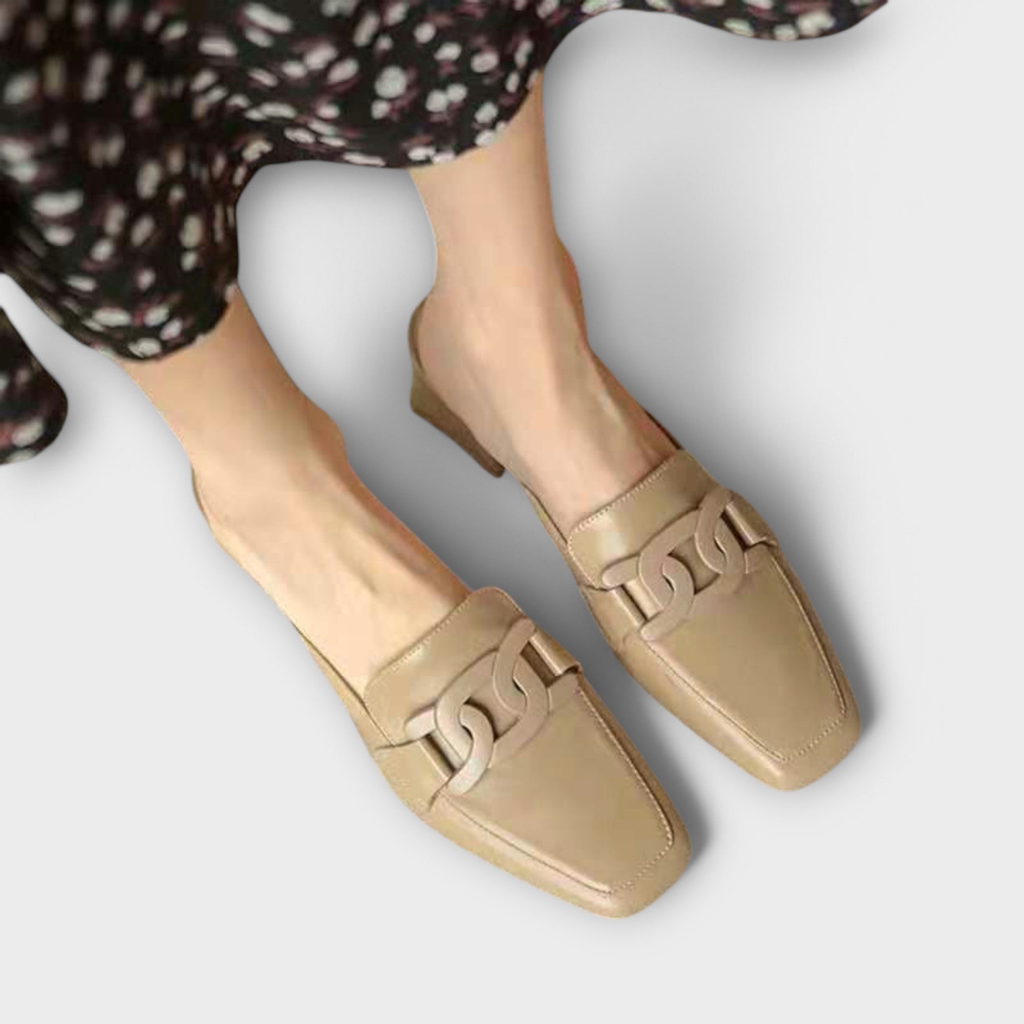Mechtraud - Mocassin crème avec fermoir