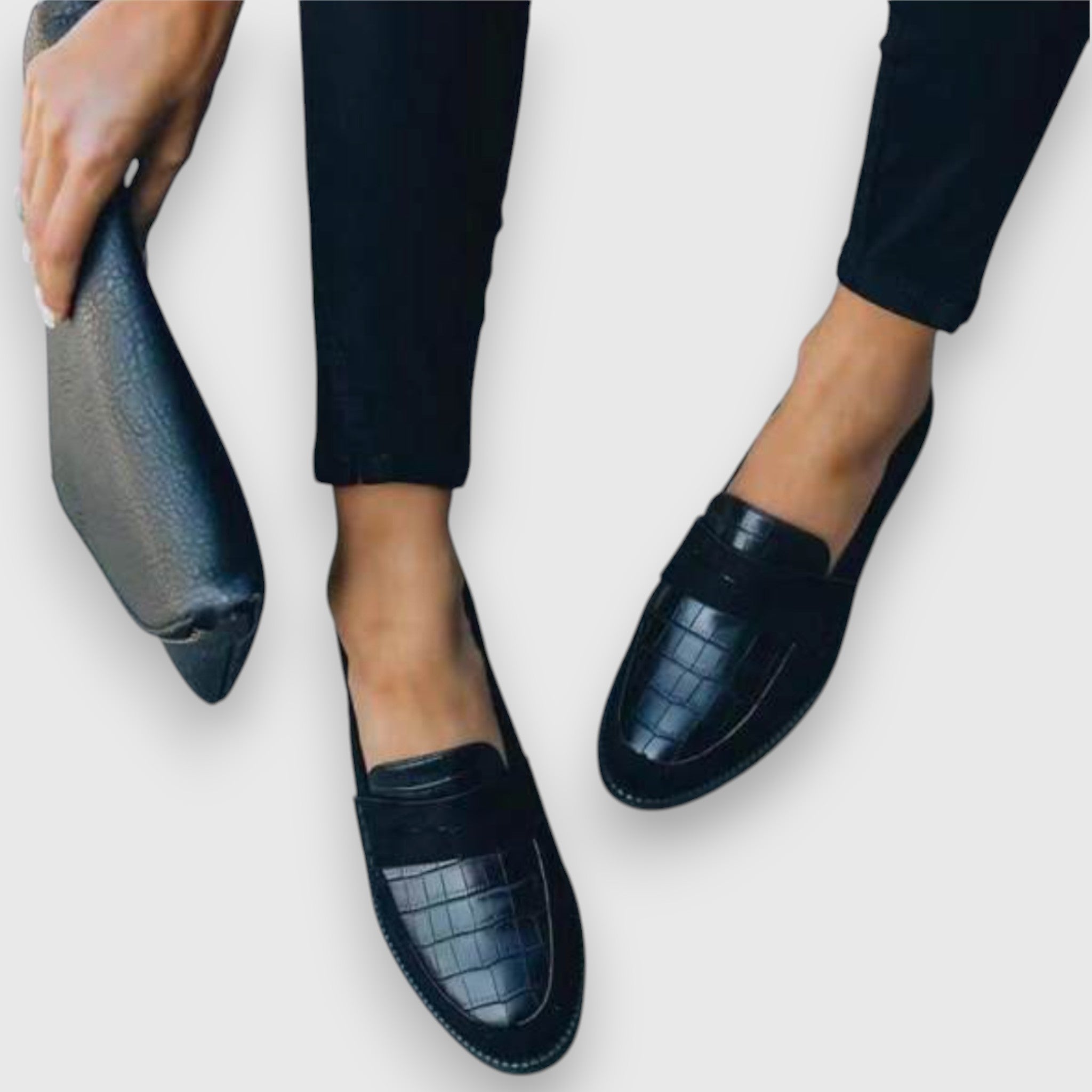 Sieglinde - Mocassins bleu foncé imitation crocodile