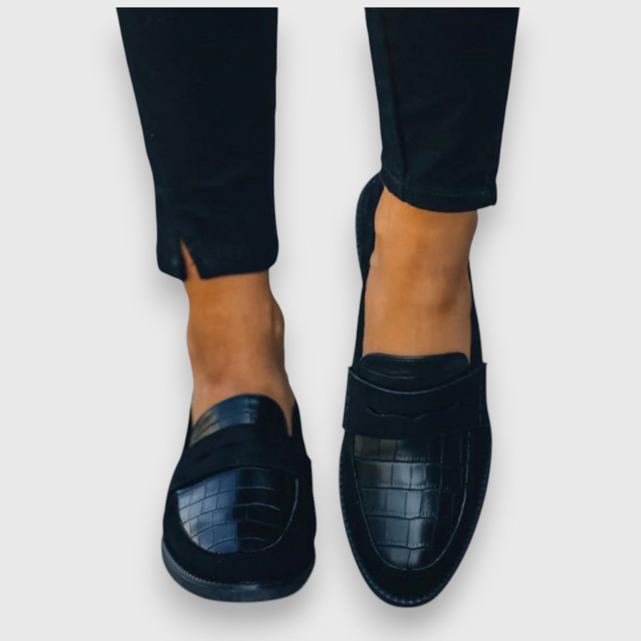 Sieglinde - Mocassins bleu foncé imitation crocodile