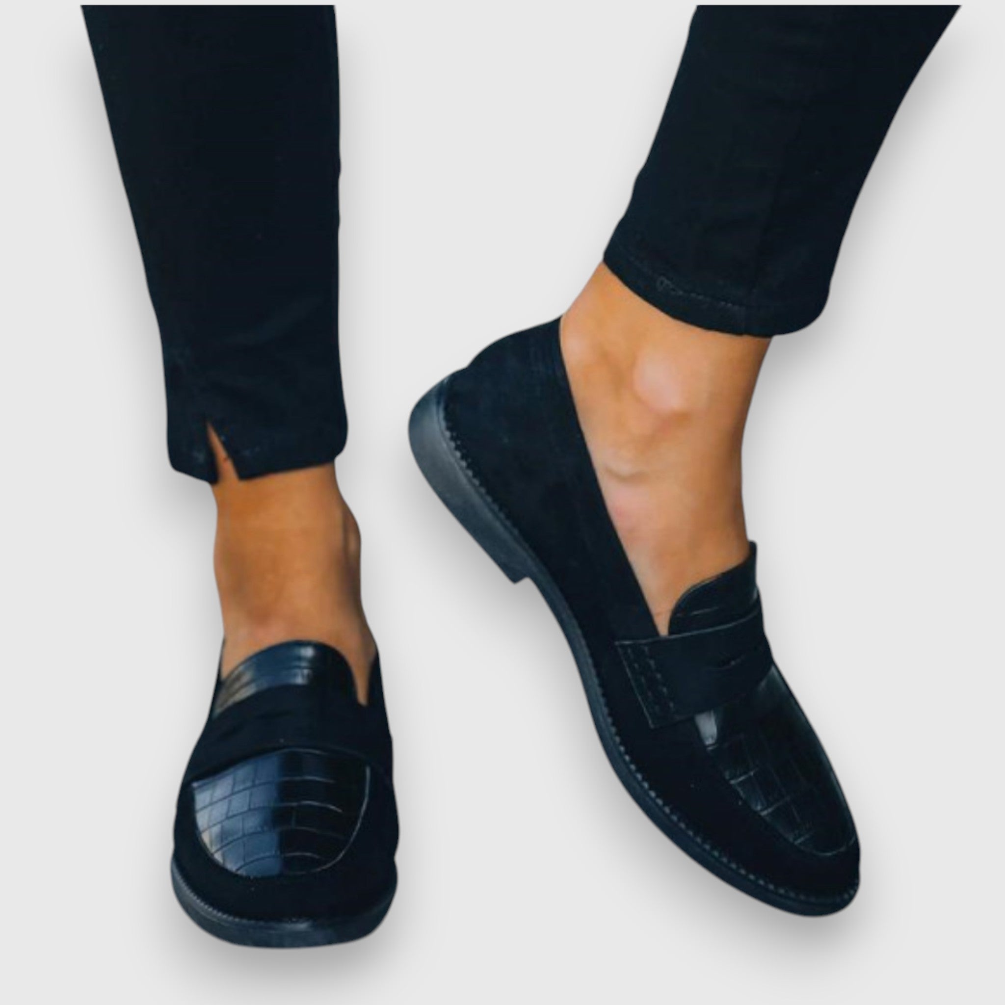 Sieglinde - Mocassins bleu foncé imitation crocodile