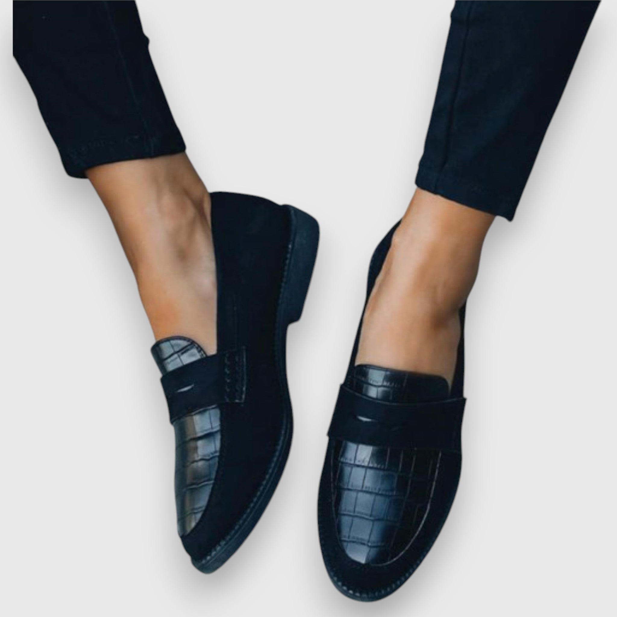 Sieglinde - Mocassins bleu foncé imitation crocodile