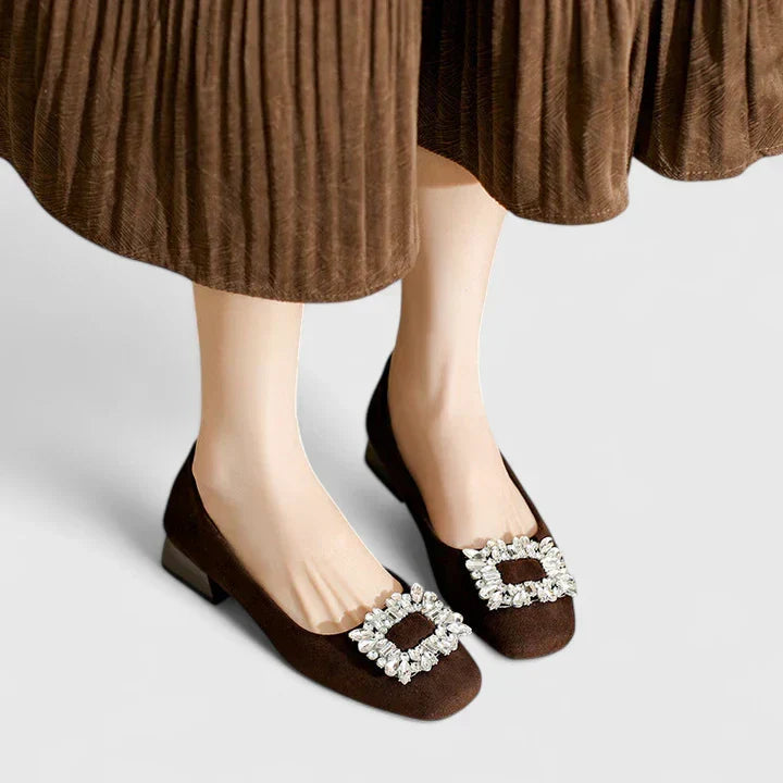 Juliane - Ballerines en velours avec boucle décorative
