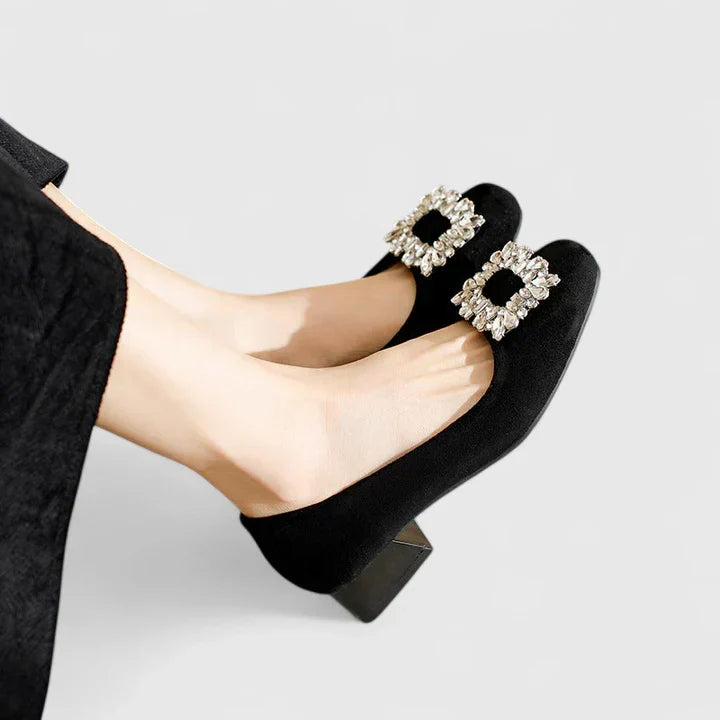 Juliane - Ballerines en velours avec boucle décorative