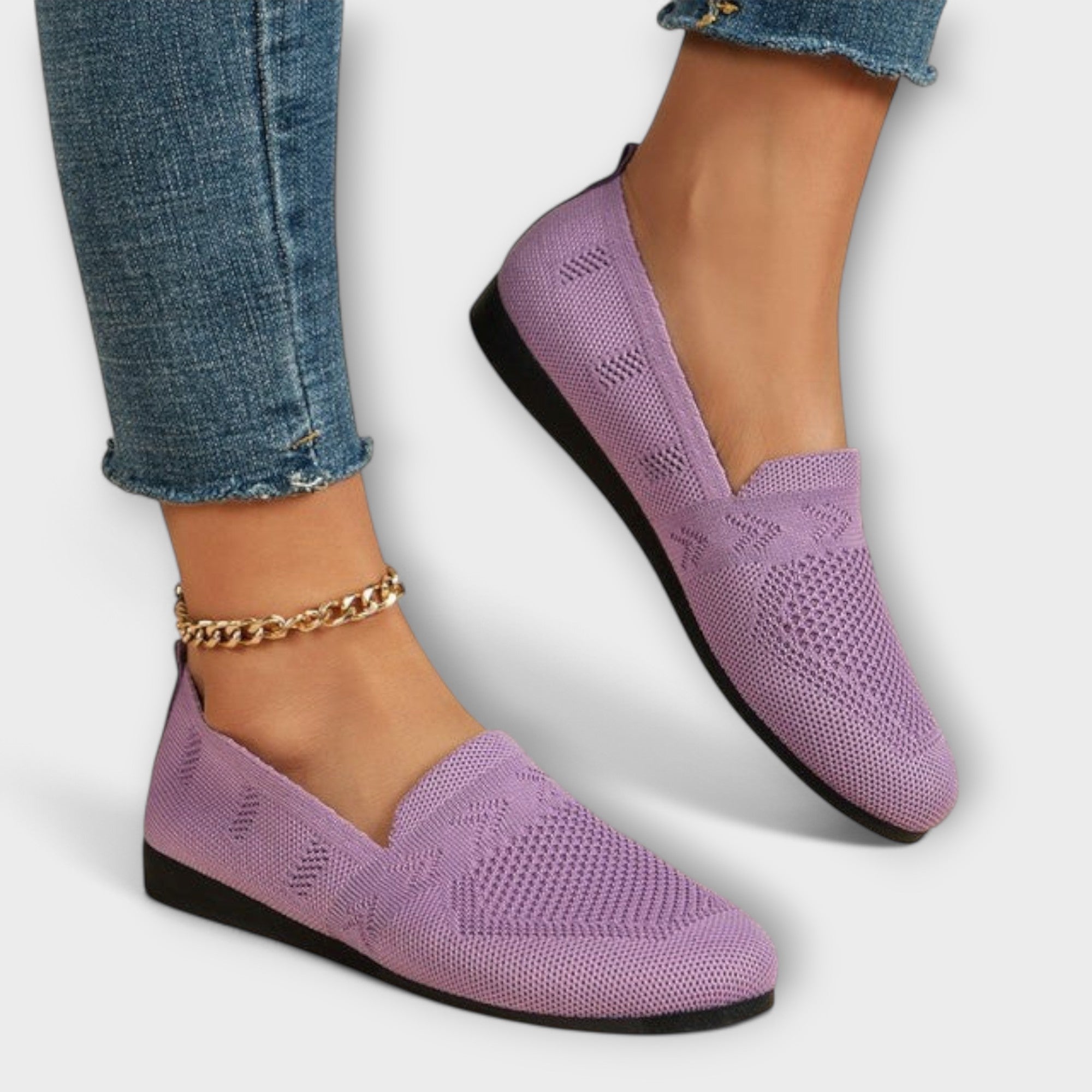 Adelheid - Mocassins tricotés bleu clair