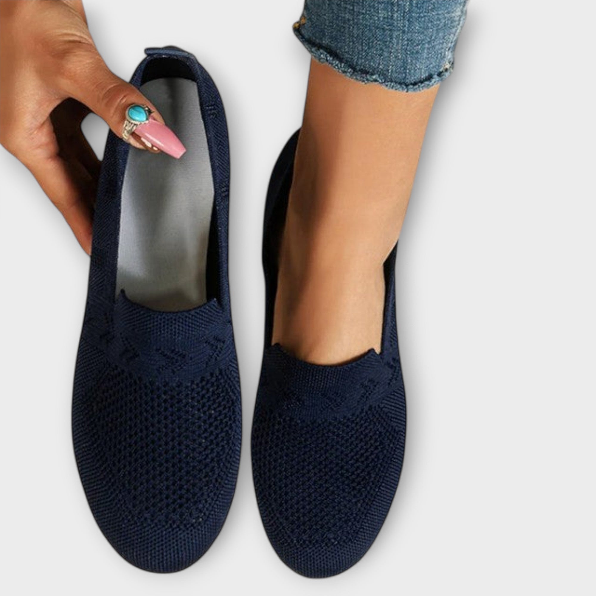 Adelheid - Mocassins tricotés bleu clair