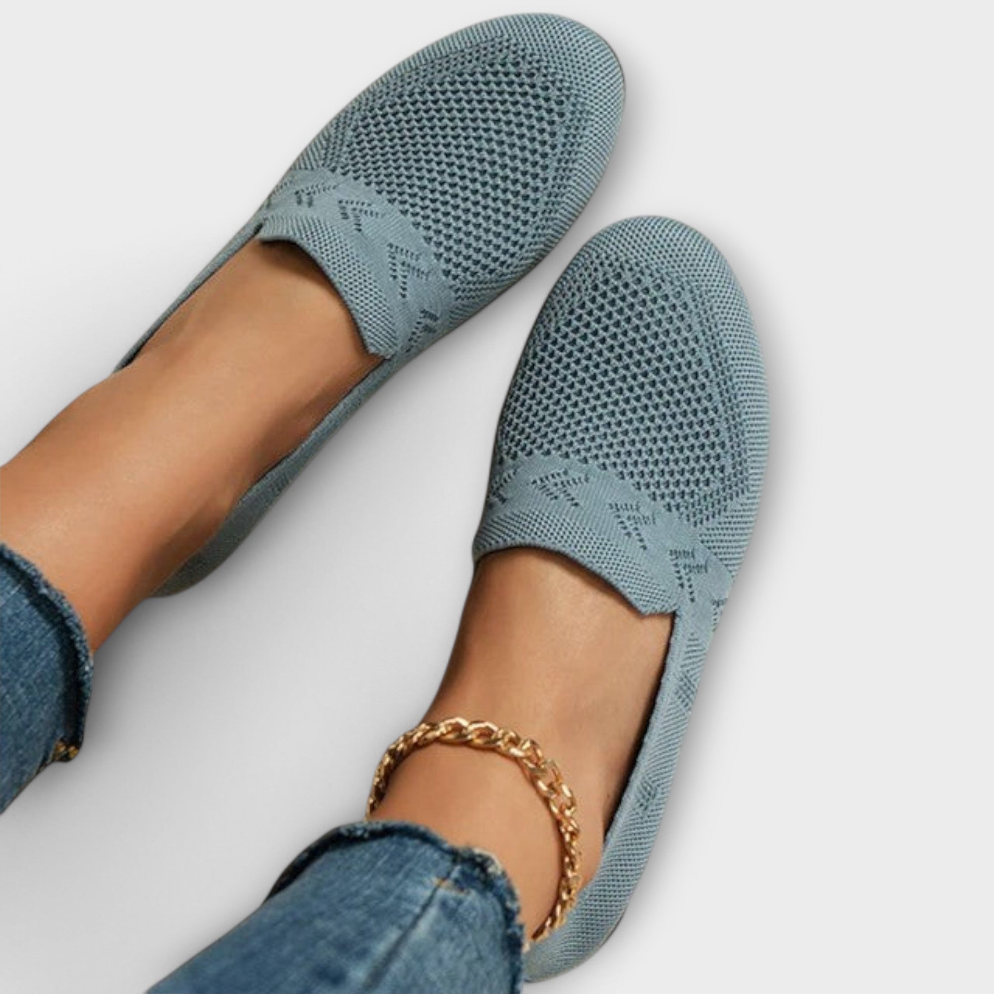 Adelheid - Mocassins tricotés bleu clair
