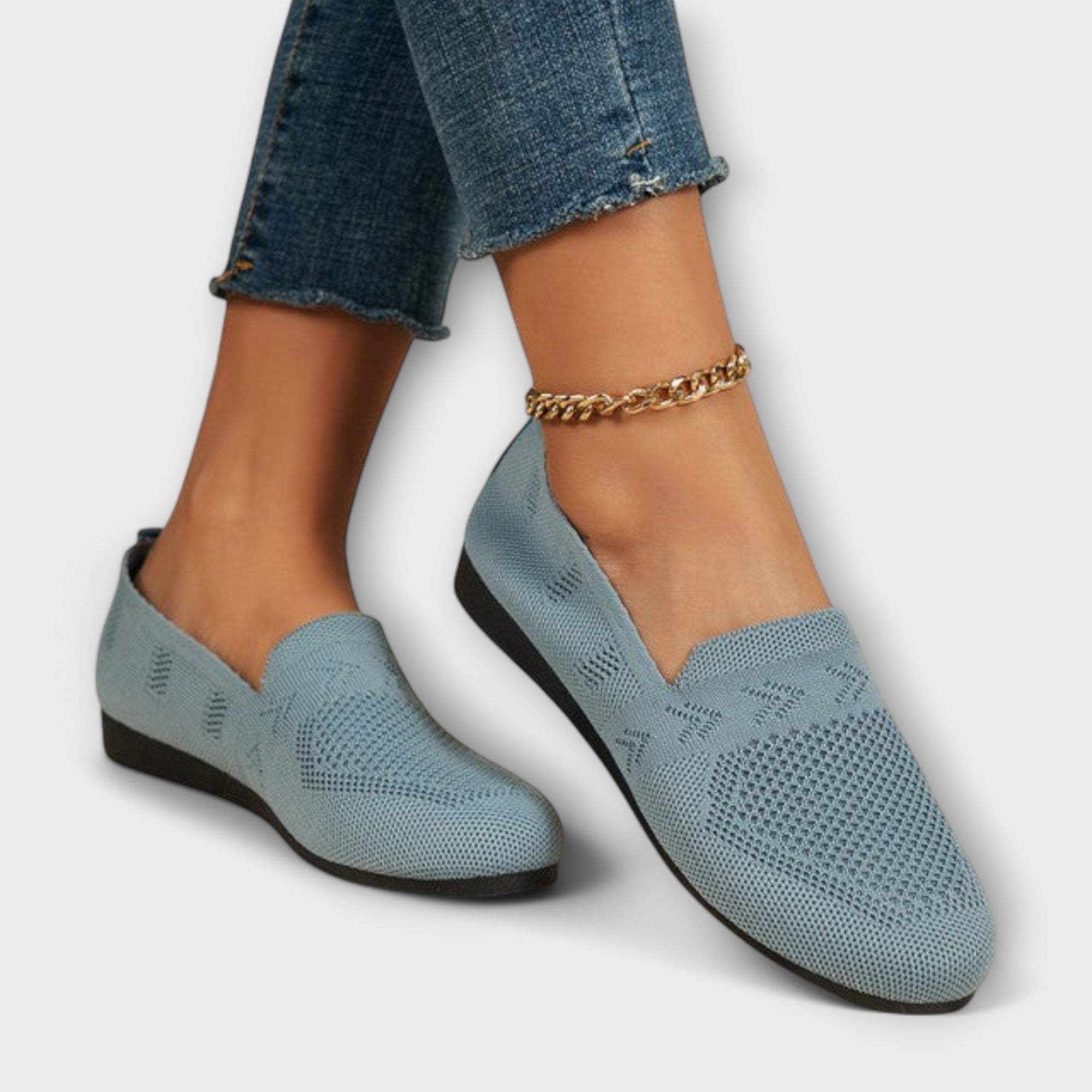 Adelheid - Mocassins tricotés bleu clair