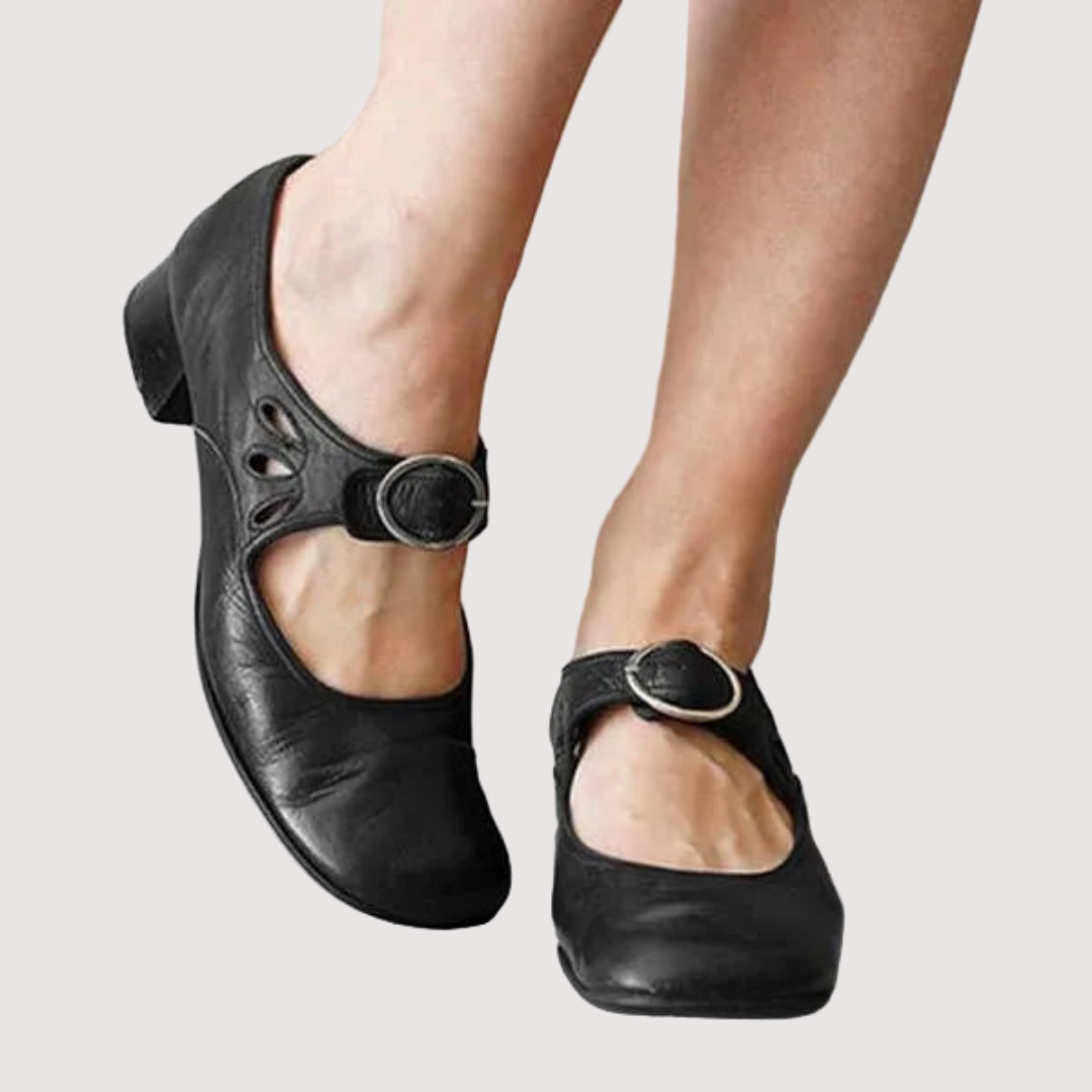 Anna - Style vintage - Chaussures élégantes pour tous les jours, avec boucle et talon bloc