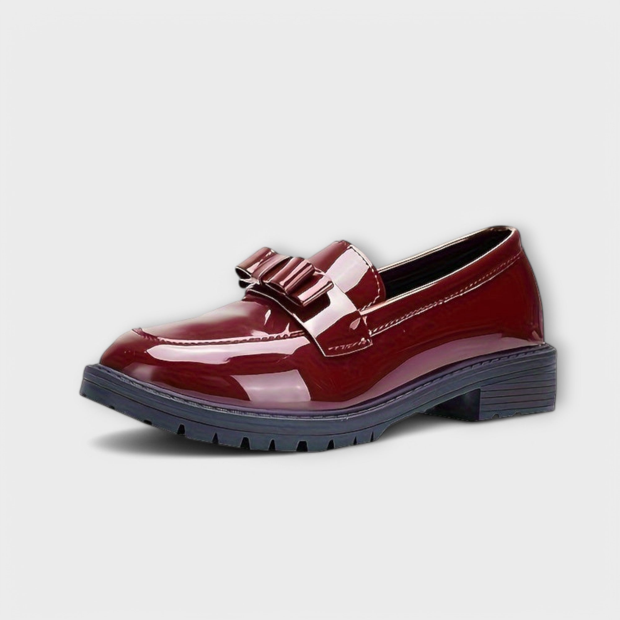 Brunhild - Mocassins en cuir vernis rouge bordeaux