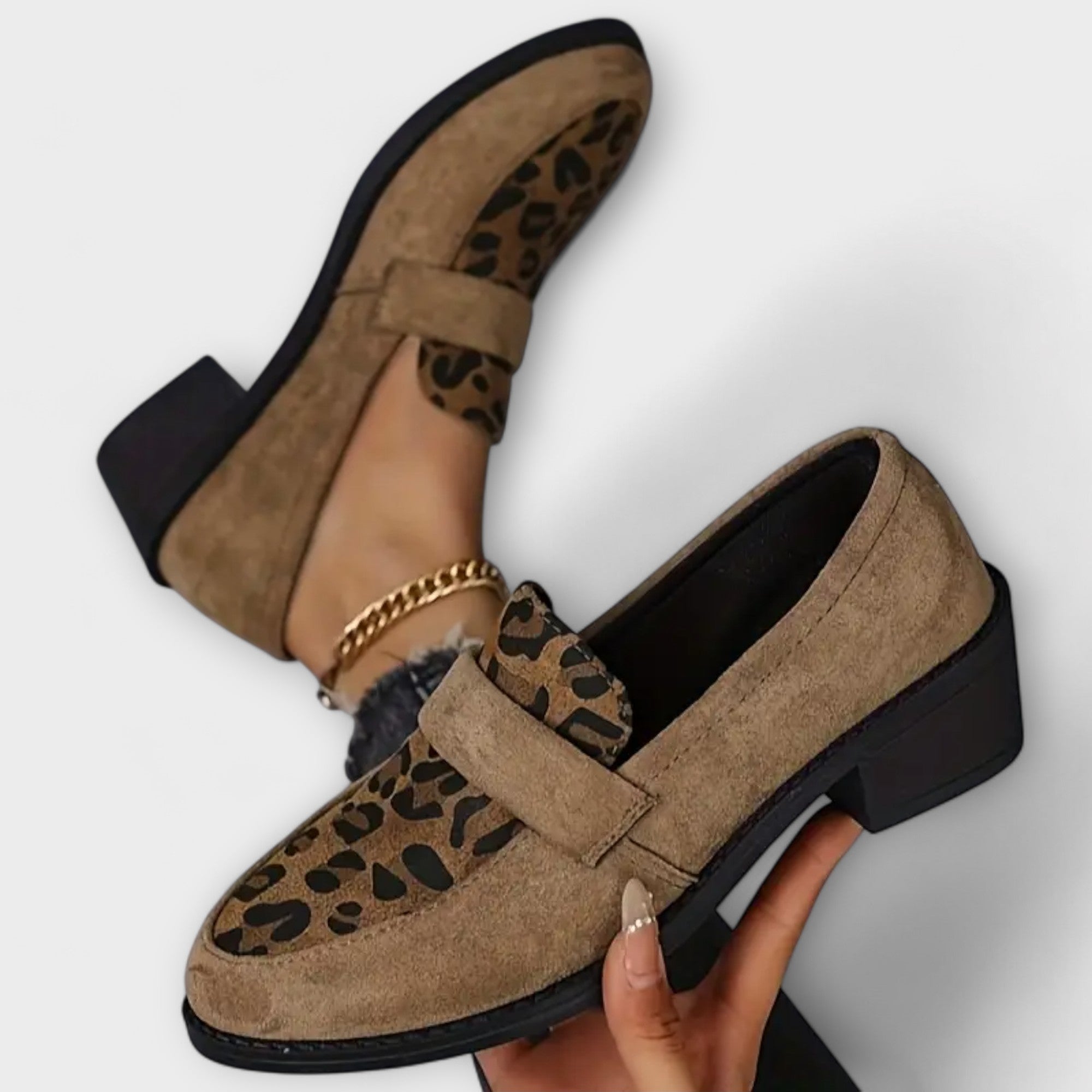 Kriemhilde - mocassins en daim avec doublure imprimé léopard