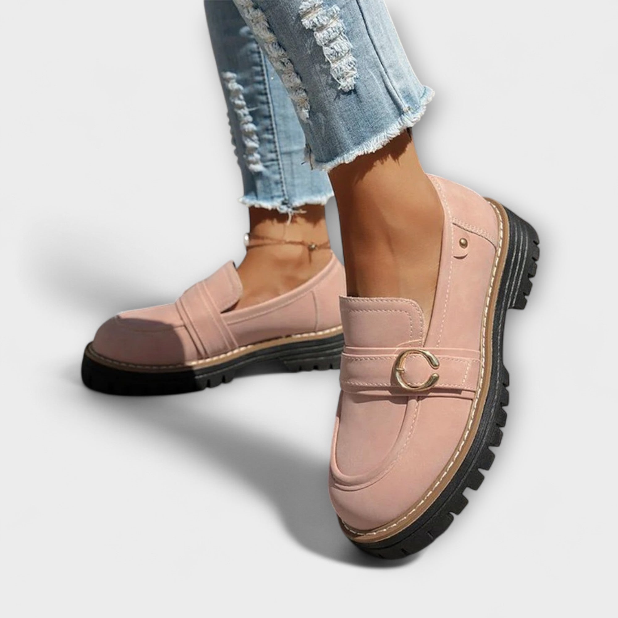 Notburga - Mocassins à plateforme beiges