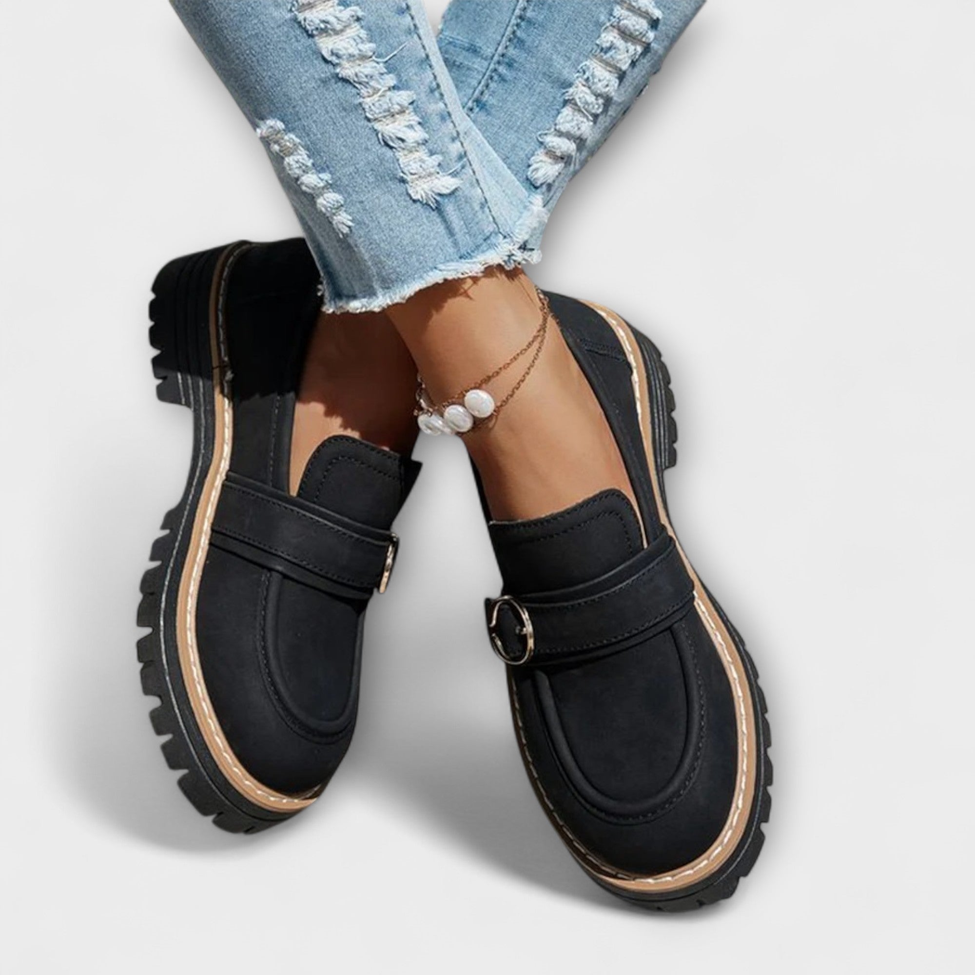 Notburga - Mocassins à plateforme beiges