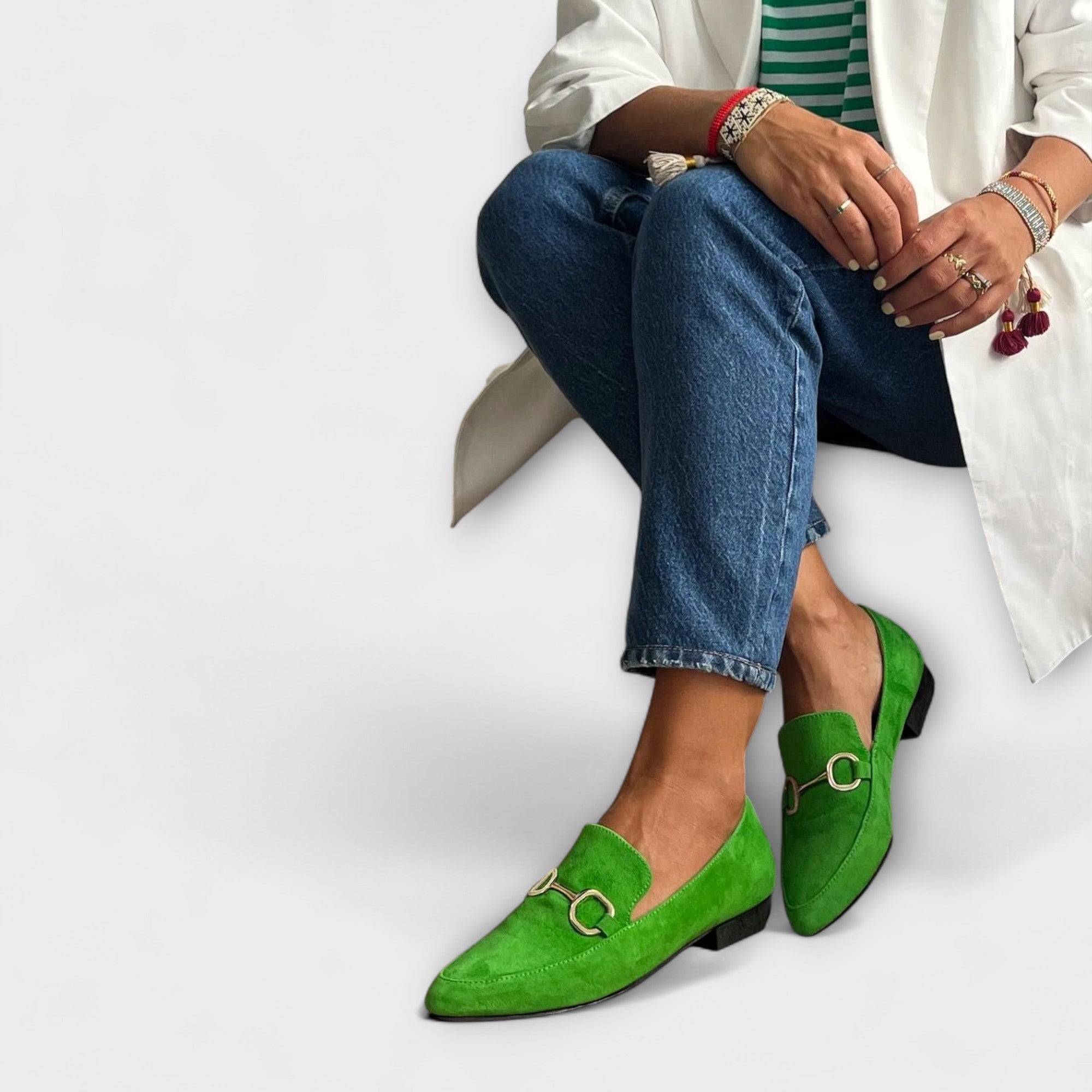 Klara - Pantoufles à lacets verts