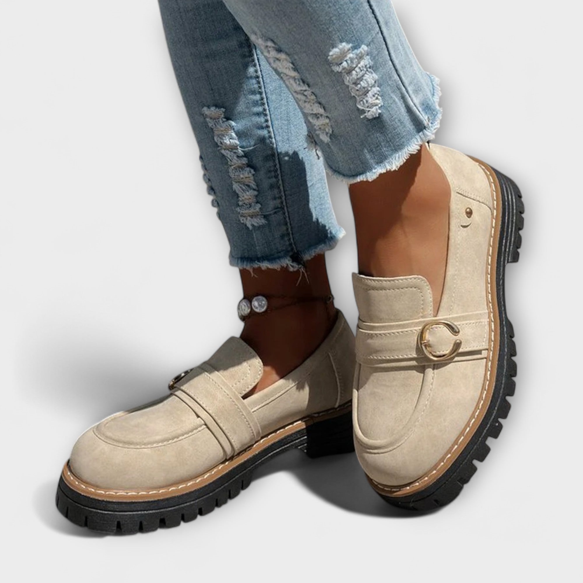 Notburga - Mocassins à plateforme beiges