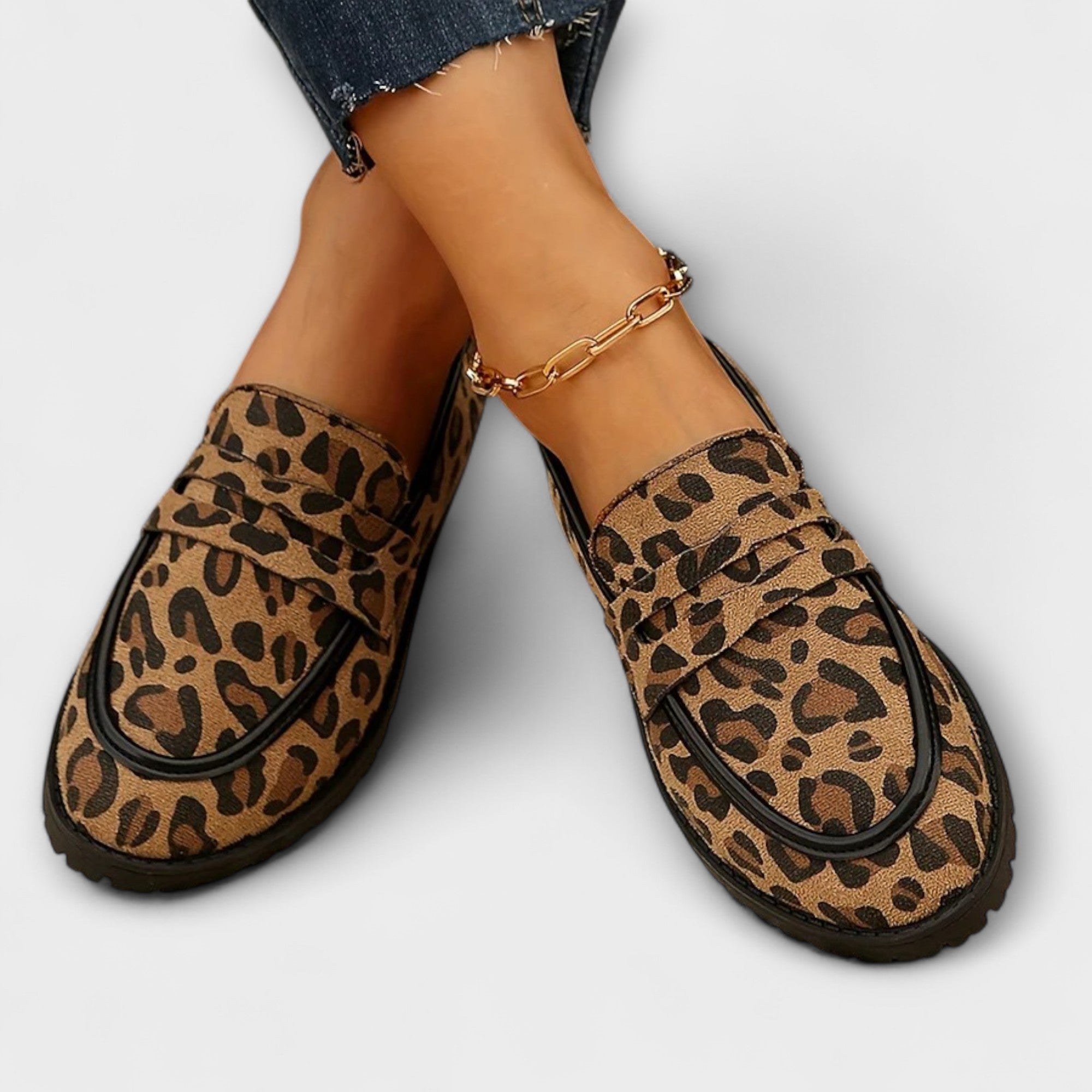 Mocassins en daim léopard Marlène