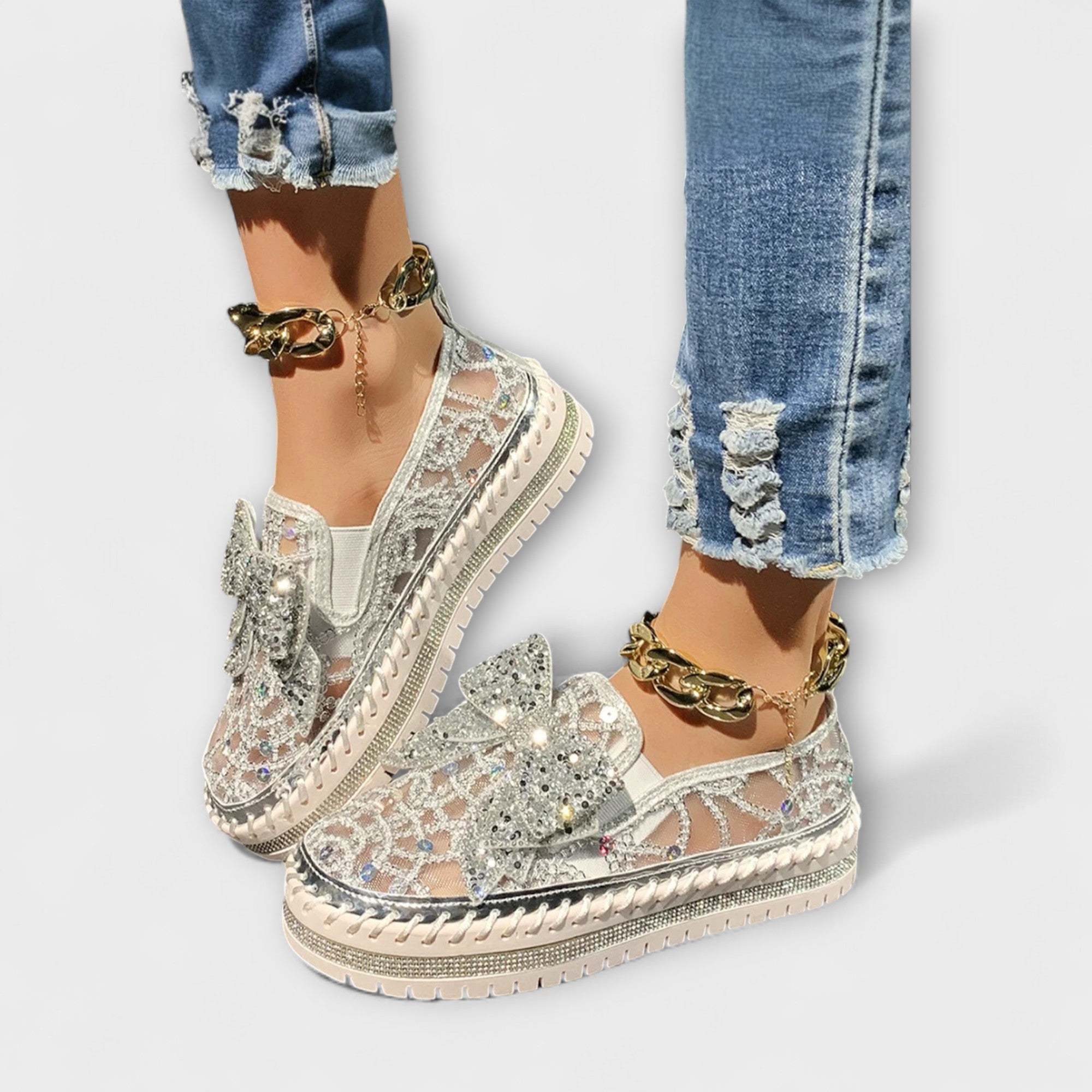 Roswita - Mocassin à nœud en strass