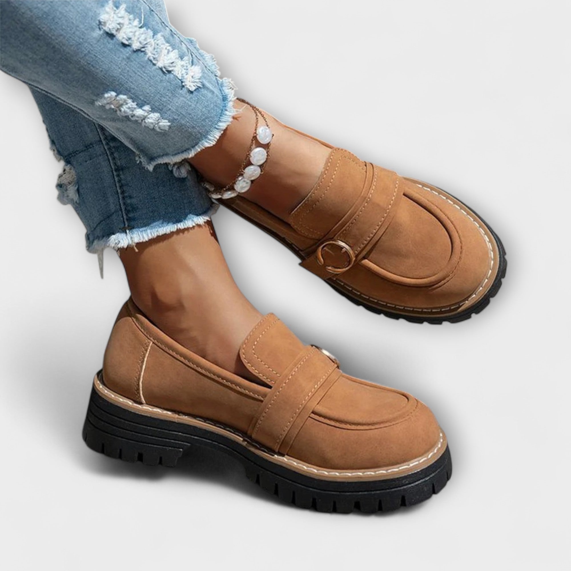 Notburga - Mocassins à plateforme beiges