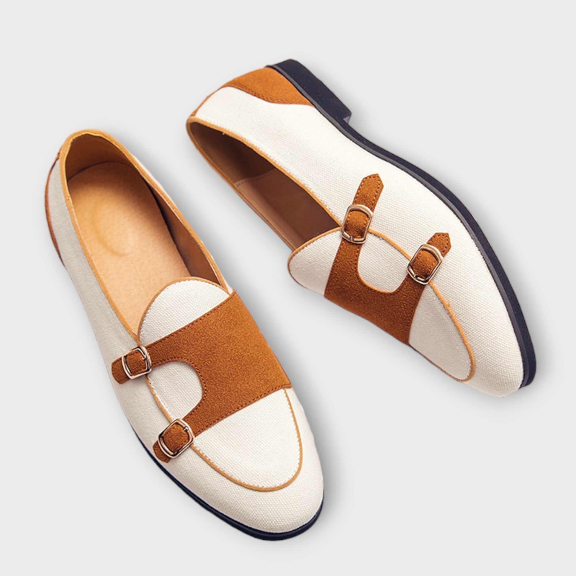 Margarete - Pantoufles bicolores à brides