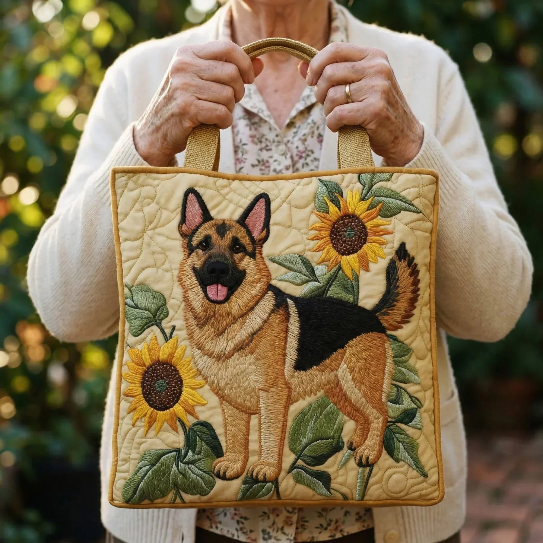 Sac artisanal - Berger allemand à fleurs
