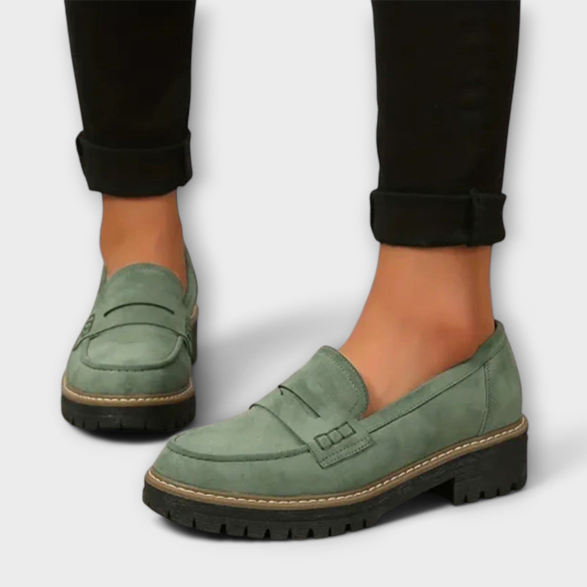 Adelgunde - Mocassins noirs à plateforme avec chaîne